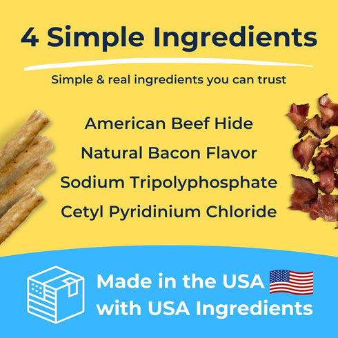 Soft Rawhide Chews for Large Dogs | Vet VOHC Approved | Daily Dental Treats for Teeth & Gums | USA Made | (XL Dogs / 12