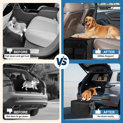 200 Lbs, Back Front Seat Extender for Large Dogs Up to Adjustable Dog Back Seat Extender with Cushion & Storage Box