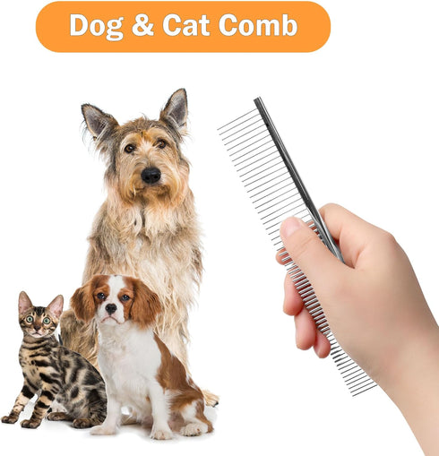 uxcell Metal Dog Comb with Rounded Teeth, 1 Pack, Pet Hair Care Tool, 7.3IN