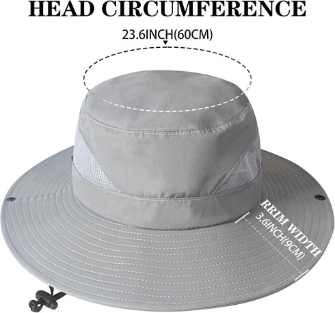 ZOORON Sun Hats for Men Women, Wide Brim Bucket Hats, UV Protection UPF50+ Waterproof Boonie Hats