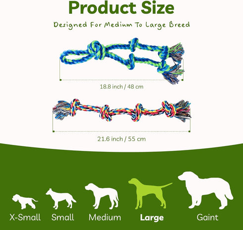 2 Pack Heavy Duty Dog Rope Toys for Large Dogs, Indestructible Chew Toys for Medium to Large Breeds