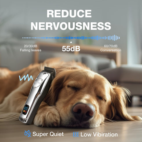 Dog Clippers for Grooming - Professional Kit with Low Noise Rechargeable Hair Trimmers and Ceramic Blade for Dogs and
