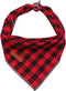 Unique Style Paws Dog Christmas Bandanas - 1PC Washable Cotton Triangle Black&Red Plaid Scarfs