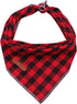 Unique Style Paws Dog Christmas Bandanas - 1PC Washable Cotton Triangle Black&Red Plaid Scarfs