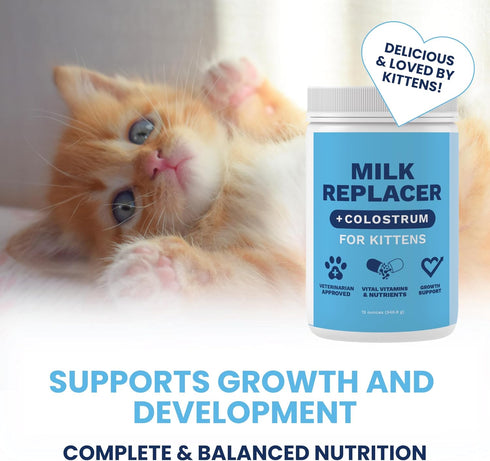Immune 12 oz Under the Weather Kitten Milk Replacer Powder + Colostrum | Kitten Milk Replacement Formula |