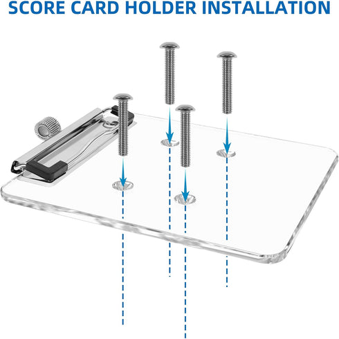 Golf Cart Scorecard Holder with Pencil Holder for Club Car/EZGO/YA/Icon/Star Car, Clear/Black-Tinted Acrylic