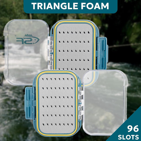 SF Small Waterproof Fly Box, Double Sided Floating Fly Fishing Case Storage for Nymph Wet Dry Flies, Easy Grip Foam
