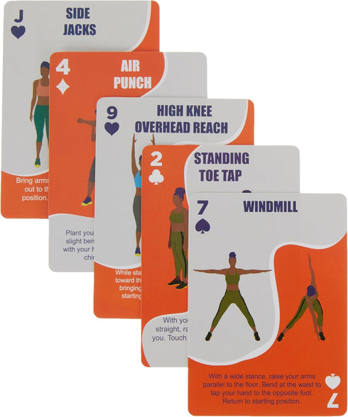 Low-Impact Exercise Playing Cards, 52-Card Deck for All Fitness Levels, Bodyweight Strength Training & Cardio, Fun