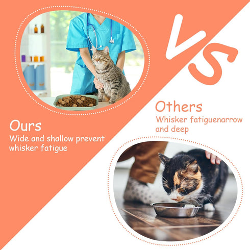 Whisker Fatigue Relief Cat Bowl, 6 Inch Shallow Dish for Cat Wet Feeding, Small Pet Plate for Kittens and Short Legged