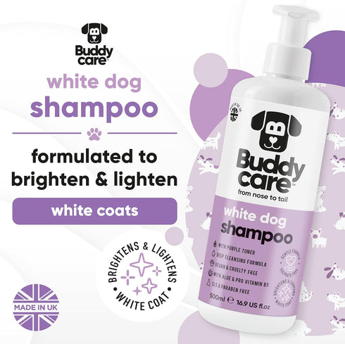 Buddycare B5 (16.90oz) White Dog Shampoo by | Dry Skin & Itchy Skin Relief for Smelly Dogs | Deep Cleansing Shampoo