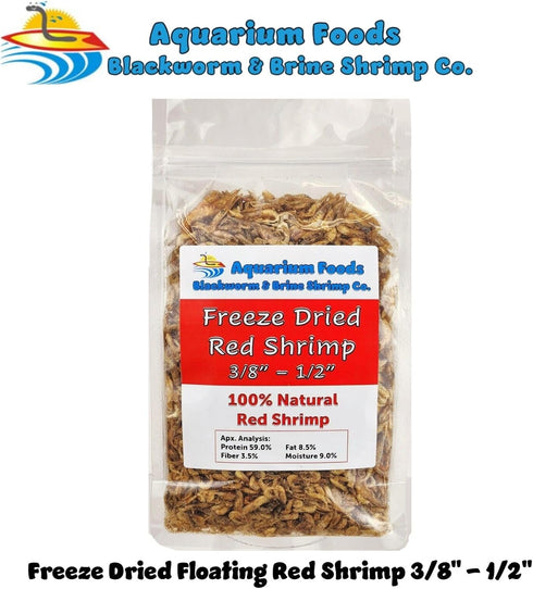 Aquatic Foods Inc. 3/8" 1/2" Rodents4.3oz Red Shrimp, to Floating Freeze Dried Red Shrimp for All Tropical Fish