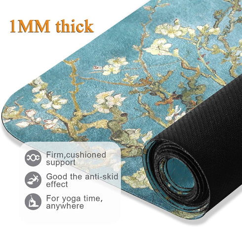 Leopard Skin Blue Animal Yoga Mat - Eco Friendly Non Slip Fitness Exercise Mat 70.8x26inc