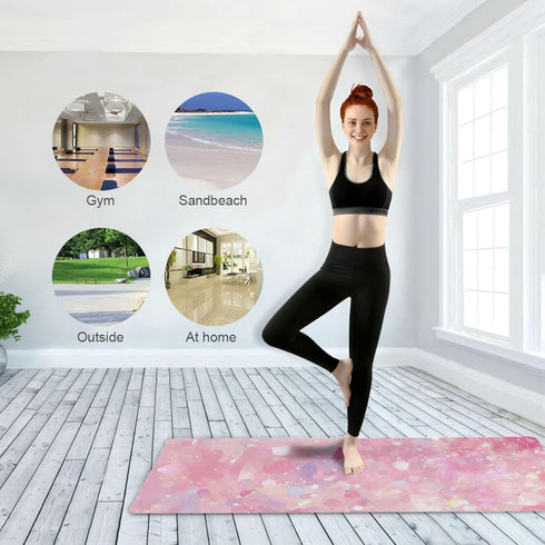 WDdZzyy 71x26 inches Fake Glittering Stars Baby Peach printed yoga mat bulk for men, natural rubber non slip, with yoga