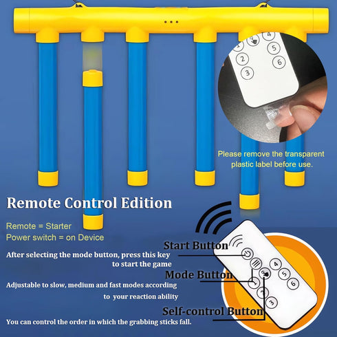 3 Tendry Reflex Drop Sticks Challenge Game, Hand Eye Coordination Training Toy, Upgrade Remote Control Adjustable Speed