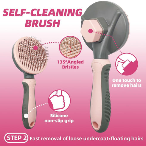 7 Set Pet Grooming Kit - PCS Deshedding Brush with Slicker, Undercoat Rake, Bath Brush & Nail Clipper for Short & Long