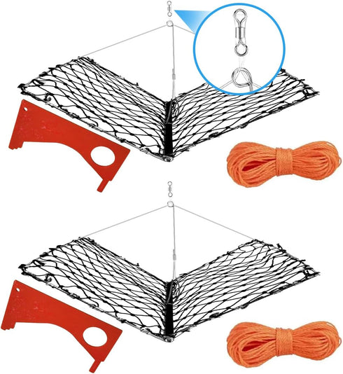 Feleolibe Foldable Crab Trap Castable Crabjaw with Crab Gauge and Bait Clip for