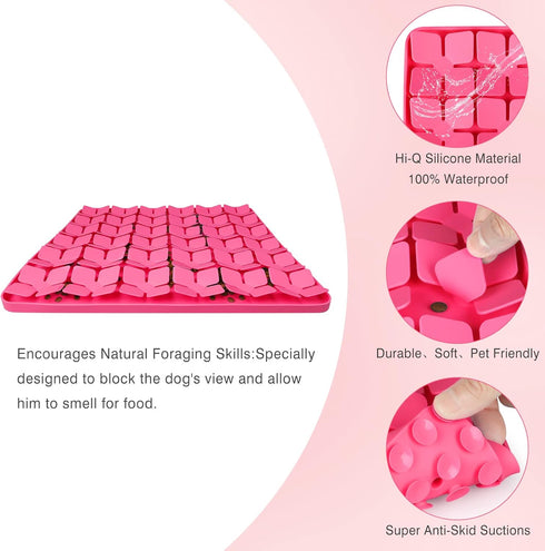Snuffle Mat for Dogs, 16“x16”, Premium Silicone Interactive Feed Game for Large Dogs, Encourages Natural Foraging Skills