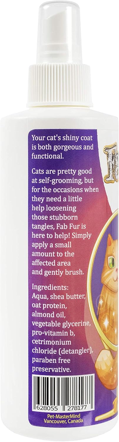 Pet MasterMind Fab Fur Kitty Cat Detangler Spray, Premium Natural Unscented, 8oz
