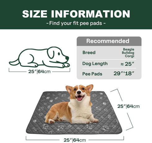 HFZDREDFLOW 4Layer 2 Washable Dog Potty Pads - Leak-Proof Quick-Dry Design Reusable Puppy Potty Pads with Non-Slip