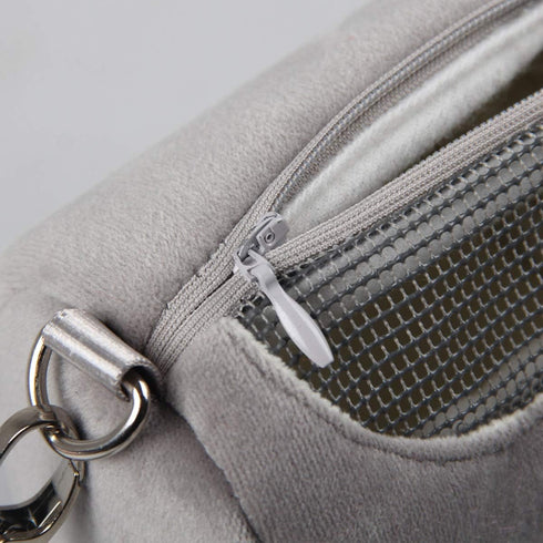 Wontee Portable Cylinder Carrier Bag for Dwarf Hamster, Warm Outdoor Bag with Adjustable Shoulder Strap (Grey)