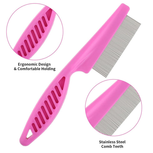 Pet Hair Comb Tear Stain Removal - 2 Pack Multifunctional Grooming Comb Kit, 2 in 1 Dog Combs for Knots and Tangles
