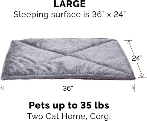 Furhaven ThermaNAP Self-Warming Cat Bed, Washable Quilted Faux Fur Reflective Bed Mat for Indoor Cats & Dogs, Gray,