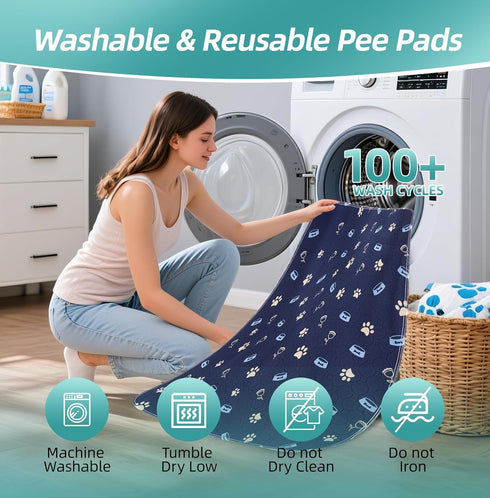 LINDOPTWS ((18*24 Inch (Pack 2))) Washable Dog Pee Pads - Reusable, Ultra Absorbent & Leak-Proof Puppy Training Pads