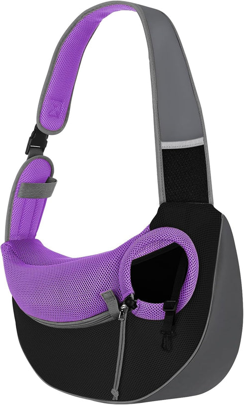 Pawaboo Dog Sling Carrier, Hand Free Breathable Mesh Bag for Puppy Cat, Drawstring Dog Papoose with Adjustable Strap