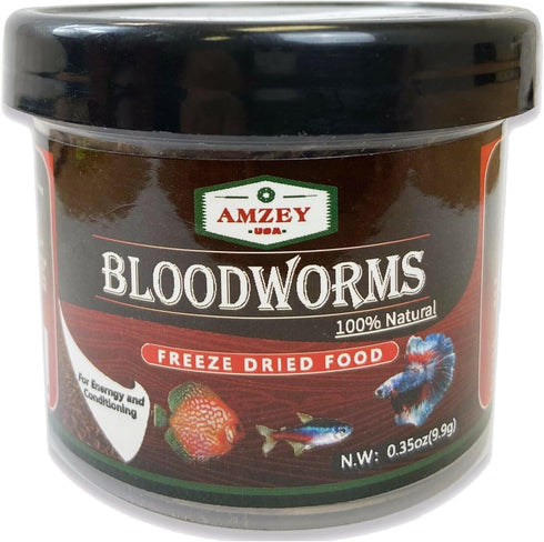 Amzey Blood Worms 0.35oz, 100% Natural Freeze Dried Fish Food, High Protein for Betta, Goldfish, Cichlid