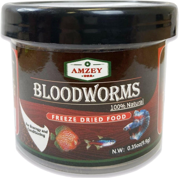 Amzey Blood Worms 0.35oz, 100% Natural Freeze Dried Fish Food, High Protein for Betta, Goldfish, Cichlid