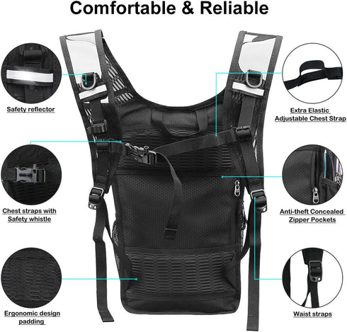 Hydration Backpack Pack, 20L Water Backpack with 2L Hydration Bladder, Essential for Hiking, Running, Biking, Festivals