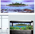 3D Effect Aquarium Fish Background Coconut Tree Beach Double-Sided Adhesive Wallpaper Decor (91 * 50cm)
