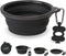 Large Collapsible Dog Bowl 1000 mL, Sturdy Reinforced Rim, Includes Carabiner & Water Bottle Holder Keychain, Black