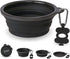 Large Collapsible Dog Bowl 1000 mL, Sturdy Reinforced Rim, Includes Carabiner & Water Bottle Holder Keychain, Black