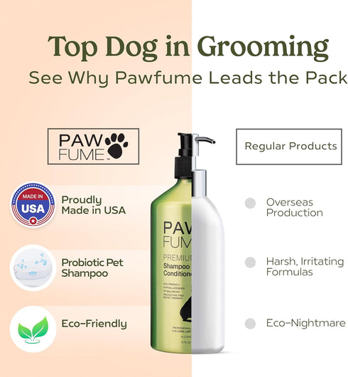 Pawfume Dog Shampoo and Conditioner, Hypoallergenic Dog Shampoo for Smelly Dogs, Probiotic Pet Shampoo
