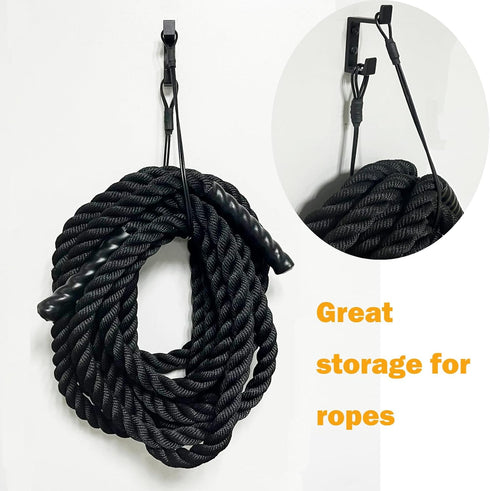 Pmsanzay Exercise Rope Storage Hanger, Wall-Mounted Heavy Duty Metal Hook Bracket for Battle Rope Storage