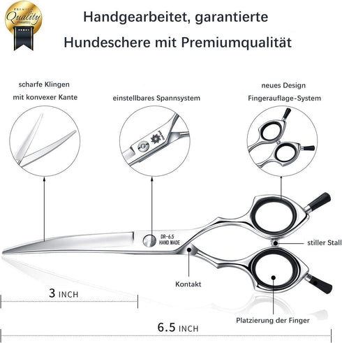 Grooming Pet Shear, 6.5 Inch Downword Curved Scissors, Curved Shears for Cat Shears and Small Dog Shears Or Any Breed Trimming Cuts, Design for Professional Pet Groomer by Dream Reach