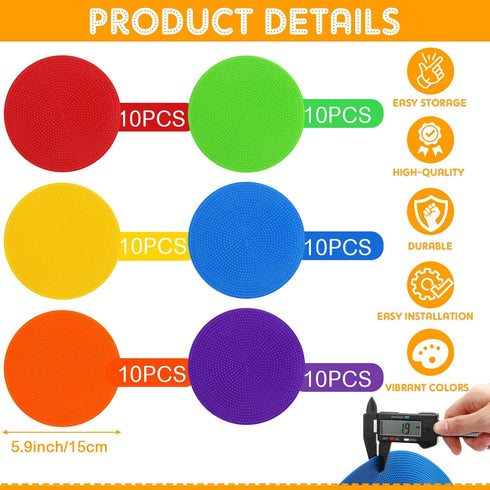 Tinideya TPE Floor Spot Markers Dots for Gym Flat Non Slip Spot Marker Dance Dot for Gym Sports Soccer Basketball