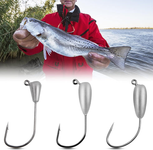 OROOTL Tube Jigs Heads for Bass Fishing, 12pcs Unpainted Teardrop Jig Heads, 3/8oz, 1/4oz, 1/8oz