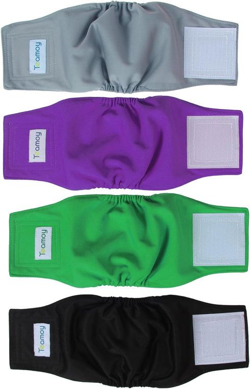 Teamoy Male Dog Belly Bands Washable 4-Pack, Reusable Dog Diapers Wraps for Incontinence