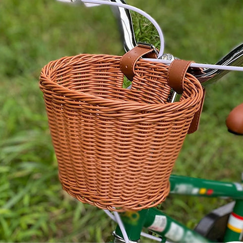 Kids Hand-Woven Multi-Color Bicycle Basket, Front Bike Basket for Boys and Girls