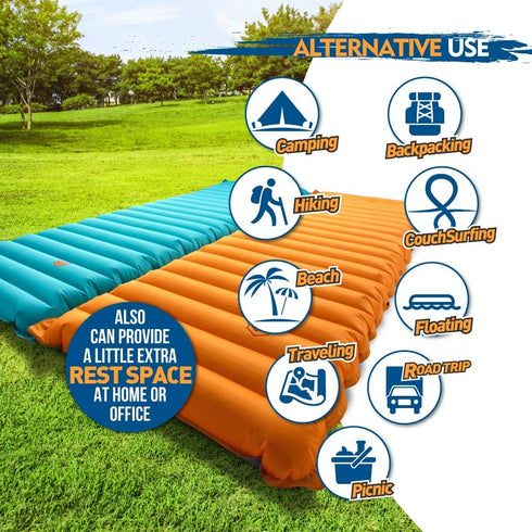 ZOOOBELIVES Extra Thickness Inflatable Sleeping Pad, Built-in Pump, Comfortable Camping Mattress for Backpacking, Hiking
