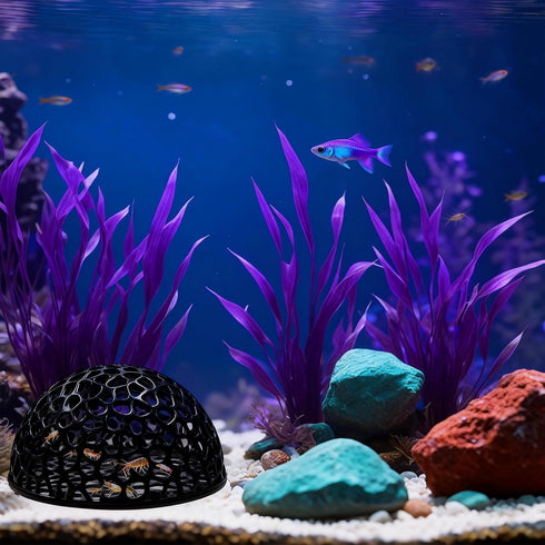 Hubaltuye 2 PCS Shrimp Hideout Black, Shrimp Cave Tunnel, Shrimp Hides for Aquarium Small Fish Habitat, Durable Hollow