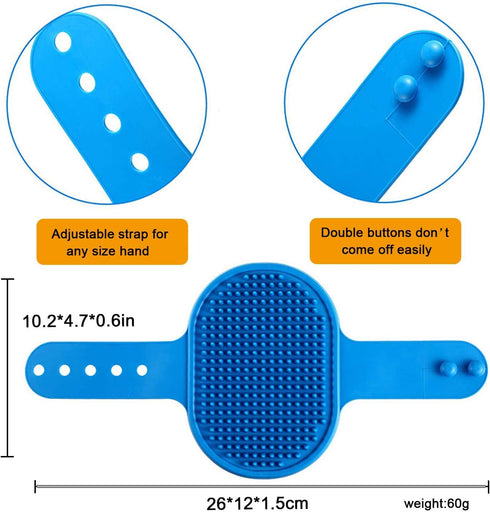 Dog Grooming Brush, Pet Shampoo Bath Brush with Adjustable Ring Handle for Long & Short Haired Dogs, 2pcs