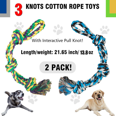 Dog Rope Toys for Medium Large Breed - 100% Indestructible Cotton Chew Toys for Aggressive Chewers