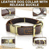 Leather Dog Collar with Metal Quick Release Buckle, Soft Genuine Cowhide, Adjustable for Small Medium Large Dogs (L,