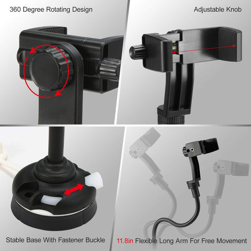 Lixada Kayak Phone Mount - Universal Boat Bracket Canoe Camera Holder with Flexible Long Arm