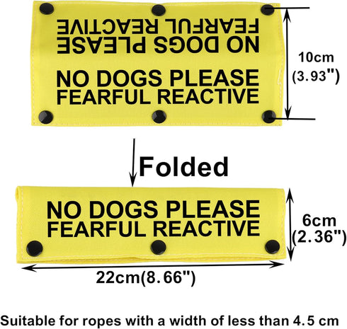 Funny Dog Leash Sleeve No Dogs Please Fearful Reactive Dog Leash Wrap Sleeve Alert Tag Pet Birthday Gift (Fearful Reactive-YE Sleeve)