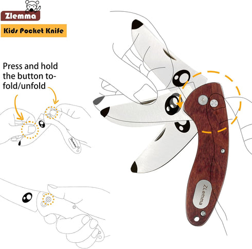 Kids Pocket Folding Knife with Safety Rounded Tip, Japanese Stainless Steel and Rosewood, Children’s First Knife