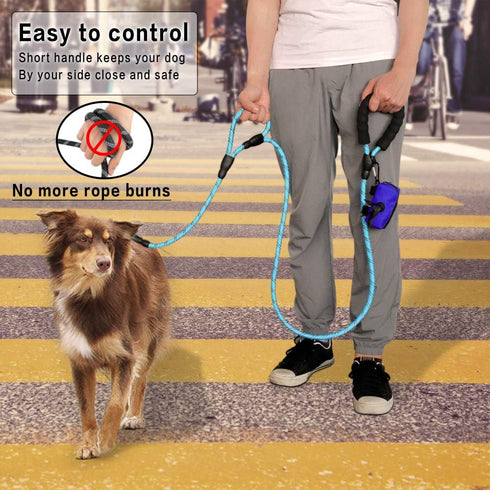 Plutus Pet 6ft Rope Dog Leash, Traffic Padded Two Handle, Heavy Duty Reflective Lead for Large Medium Dogs